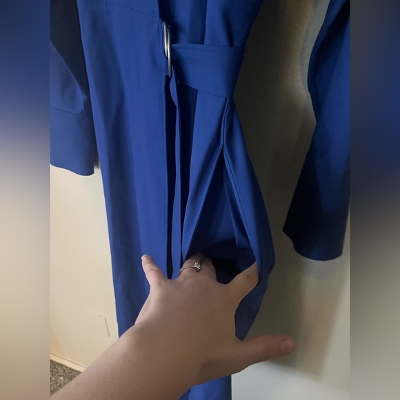 COS Wool Crepe Wrap in Cobalt Blue Midi Dress Women's Size 6 - Picture 8 of 15